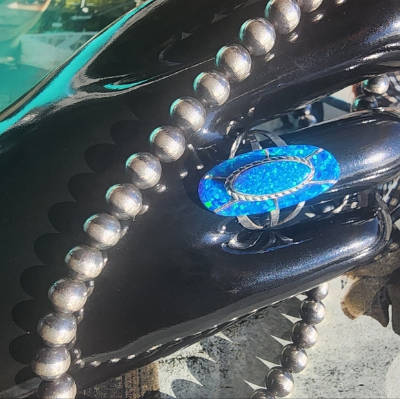 So GOOD🩵Stunning OPAL Silver Inlay Ring Size 8 - Picture 3 of 16